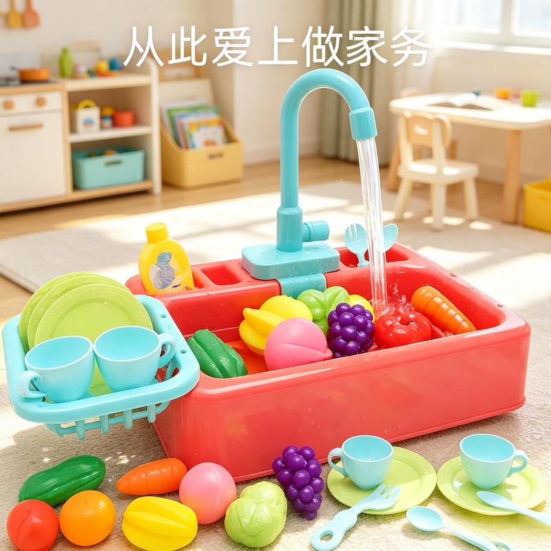 Kids Outdoor Kitchen Accessories - Mutfak Oyuncak Plastik Bulaşık Lavabo Seti,