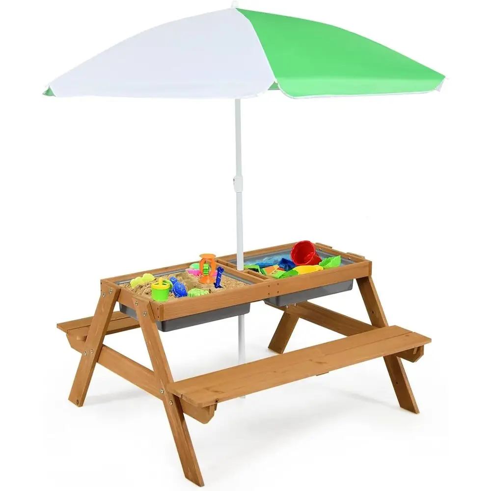 Kids Outdoor Furniture Set - Çocuklar için Çıkarılabilir Kutulu ve Şemsiyeli