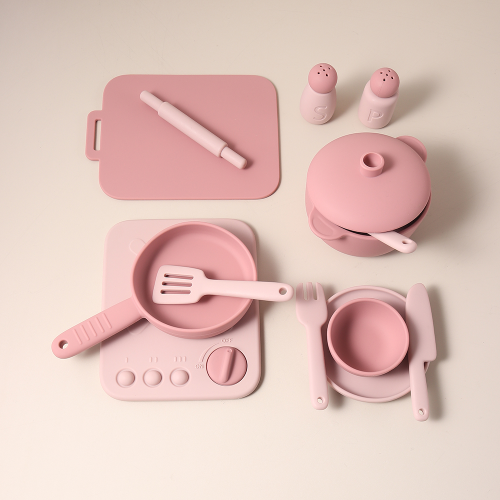 Kids Outdoor Kitchen Accessories - 13 Parça Silikon Mutfak Oyuncak Seti,